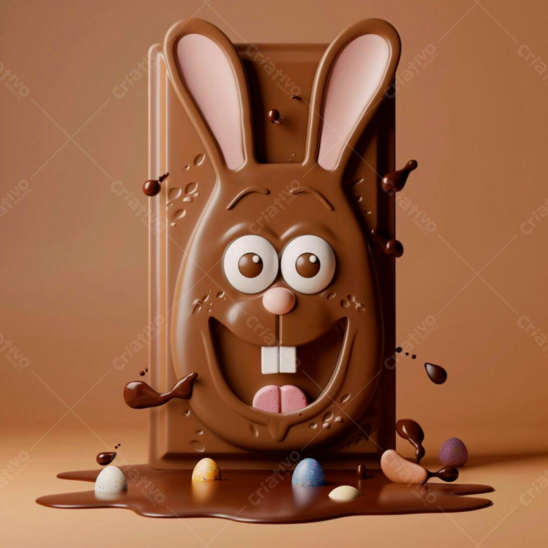 Coelho de chocolate derretido Páscoa