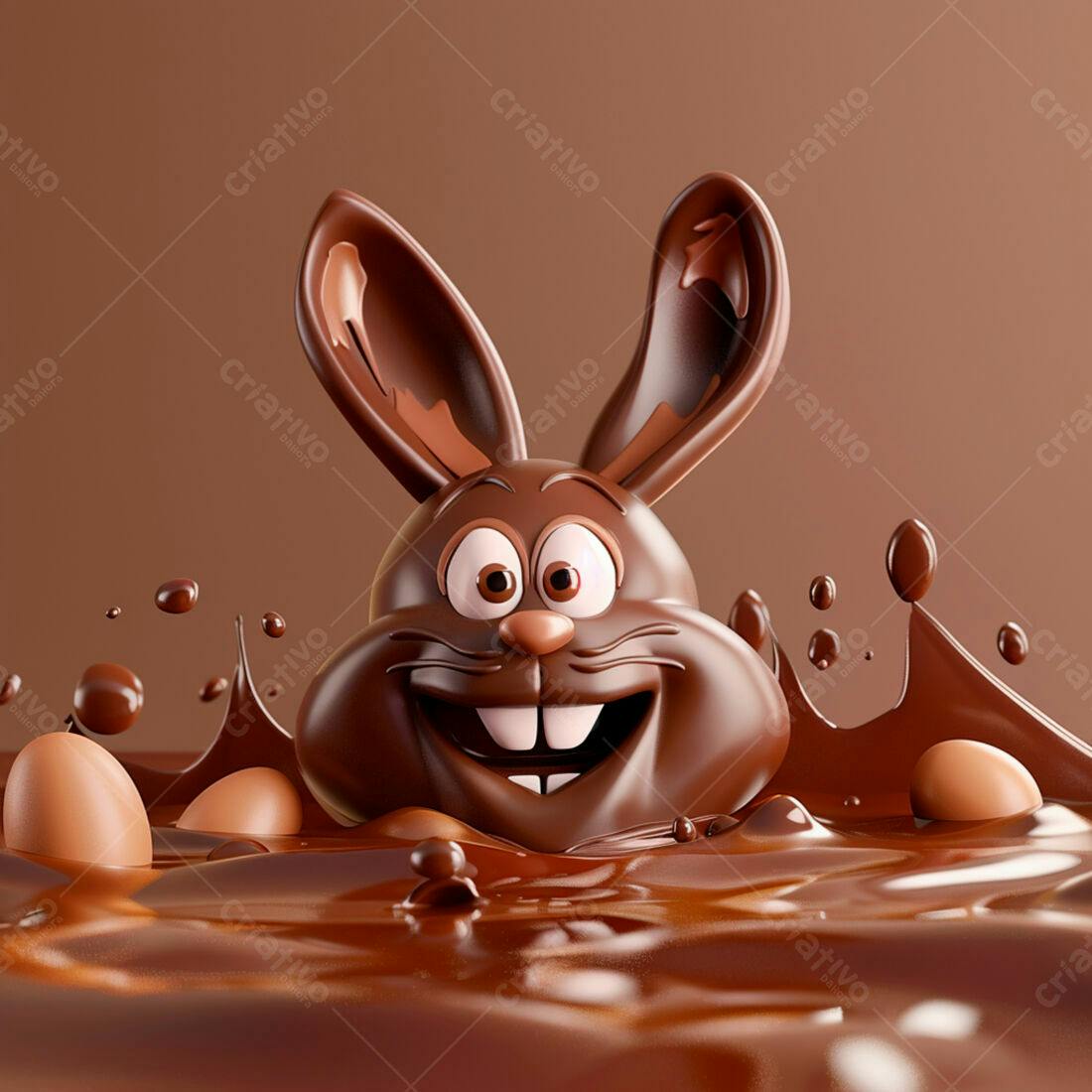 Coelho de chocolate na Páscoa mergulhado em calda