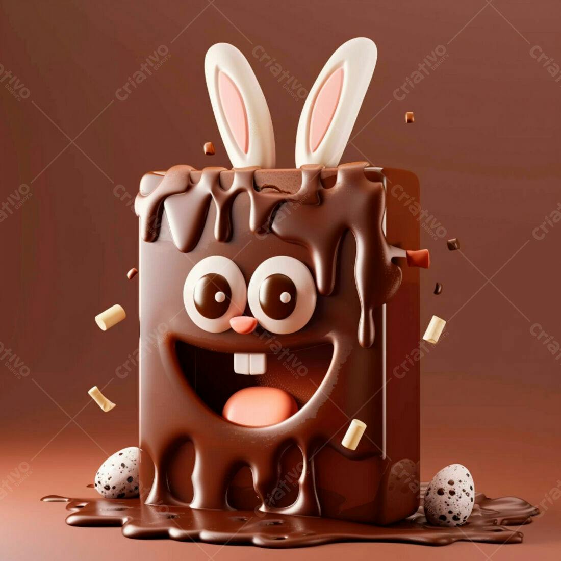 Coelho de chocolate derretido Páscoa