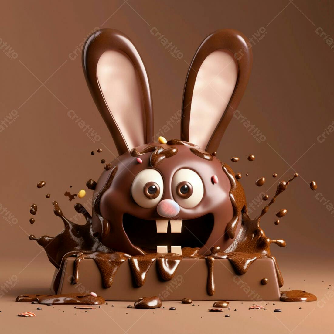 Coelho de chocolate derretido Páscoa