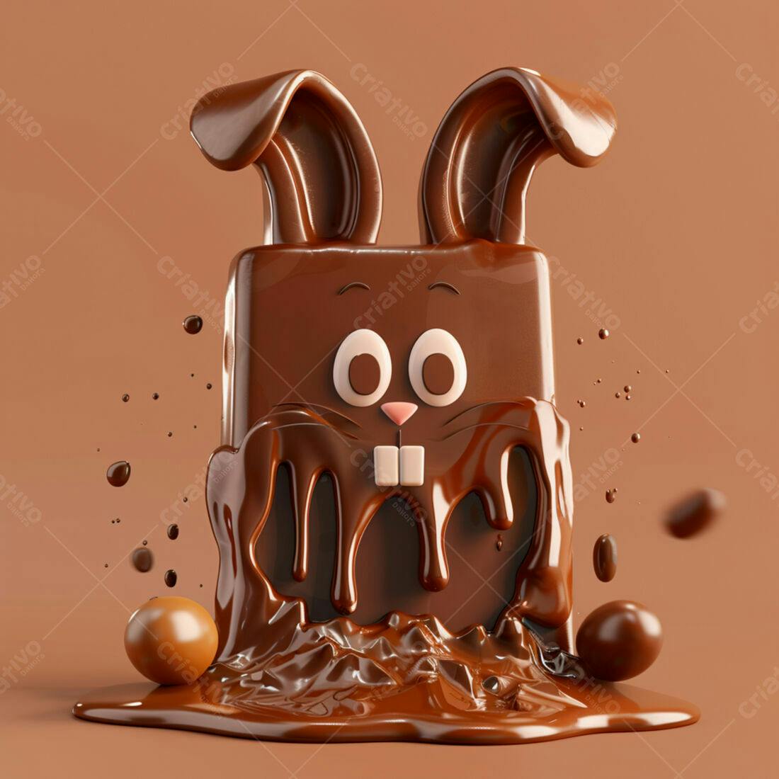 Coelho de Chocolate derretendo Páscoa