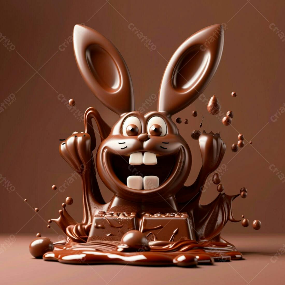 Coelho de chocolate Páscoa feliz
