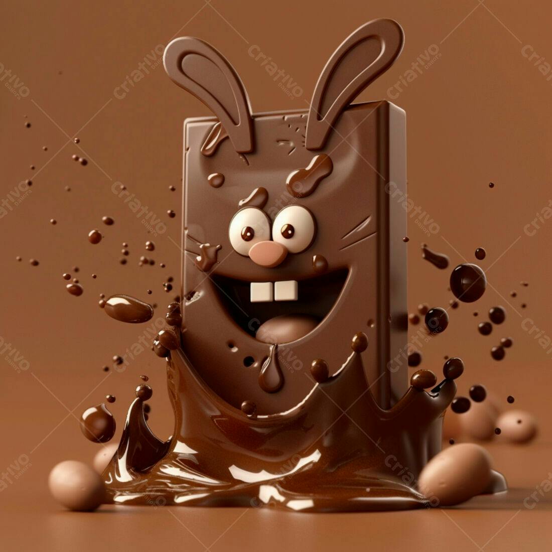 Coelho de chocolate derretido na Páscoa