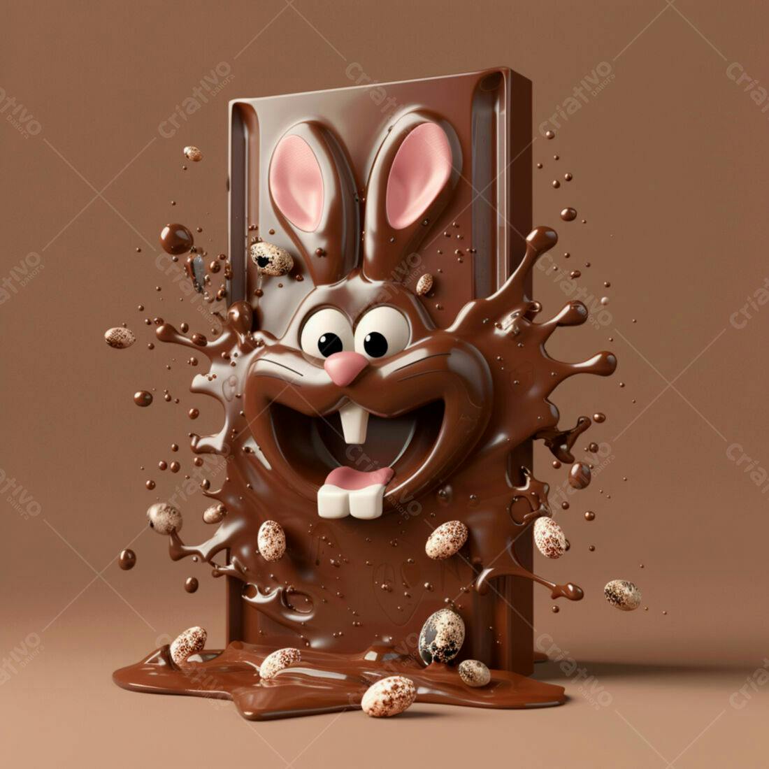 Coelho de chocolate derretido Páscoa