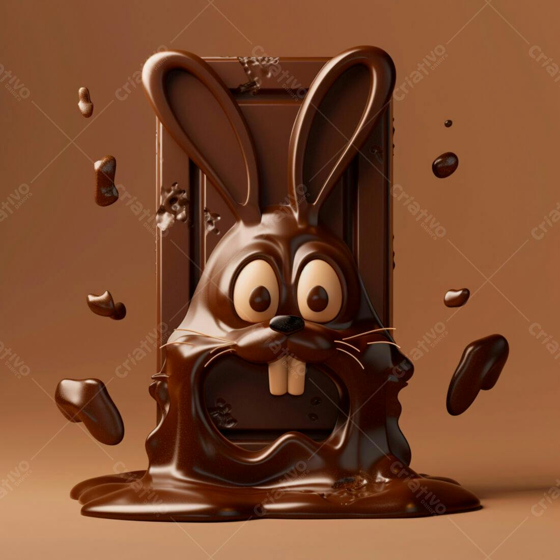 Coelho de chocolate derretido Páscoa