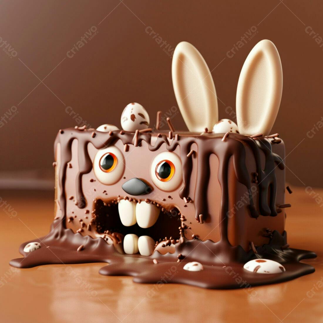 Bolo Coelhinho Páscoa Chocolate Derretido