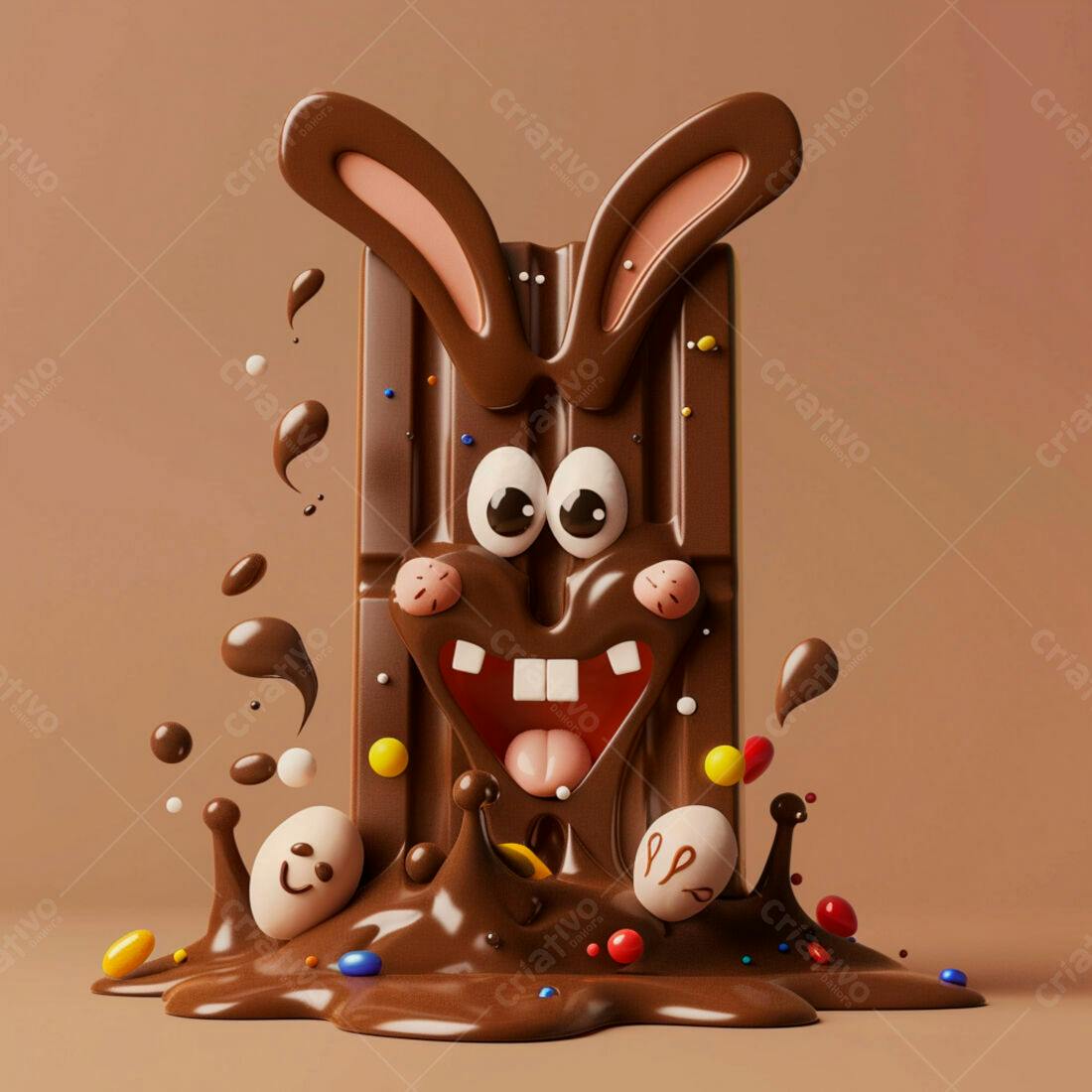 Coelho de chocolate derretido Páscoa