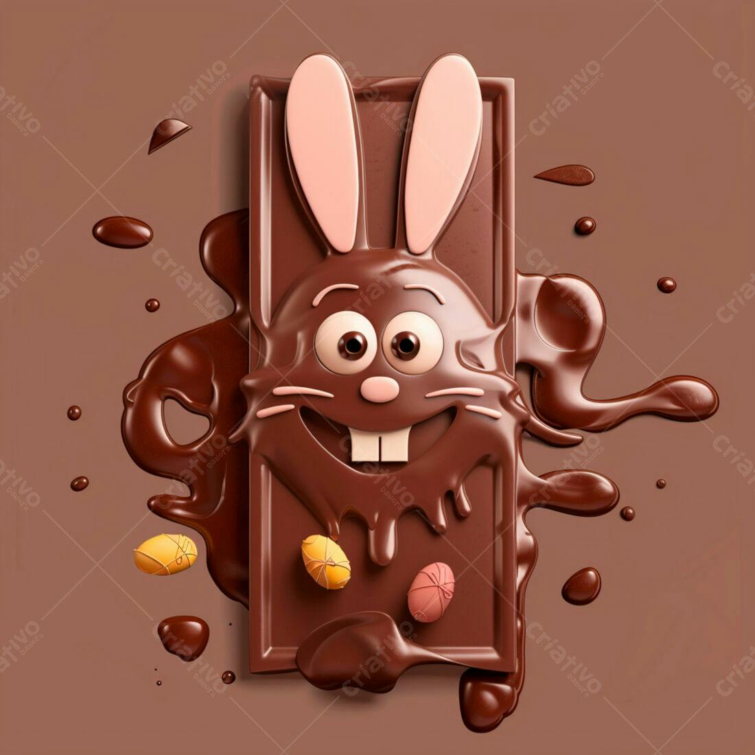 Coelho de chocolate derretido Páscoa