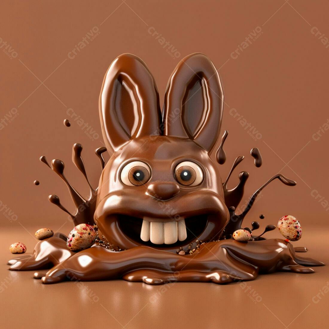 Coelho de chocolate Páscoa derretido