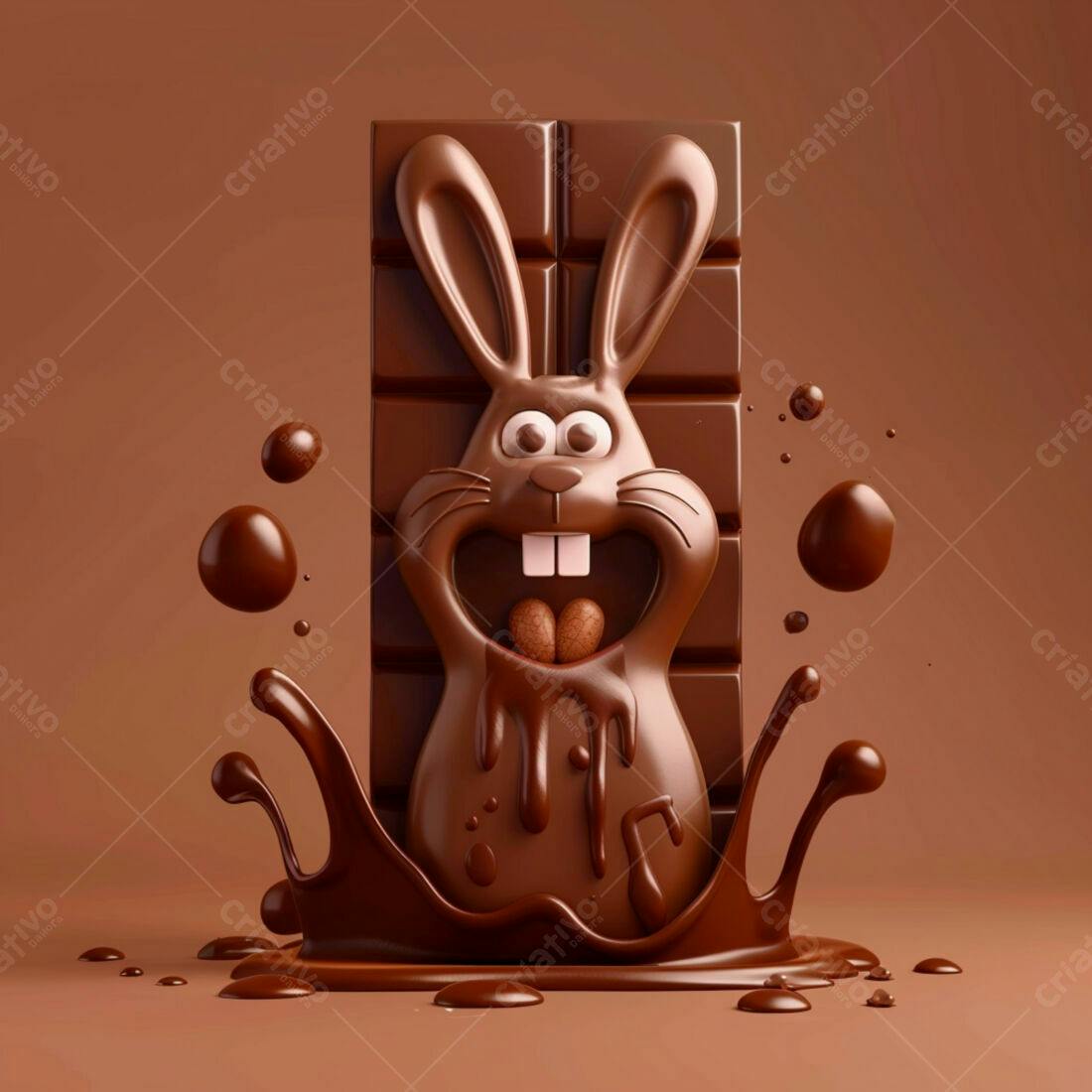 Coelho de chocolate Páscoa derretido