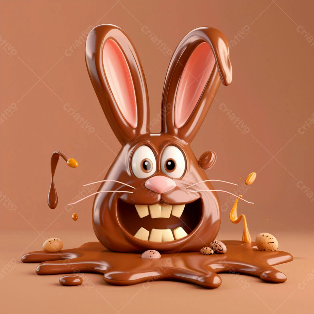 Coelho de chocolate derretido Páscoa