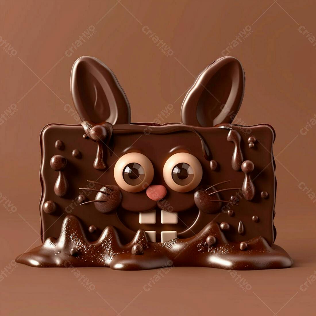 Coelho de chocolate derretido Páscoa