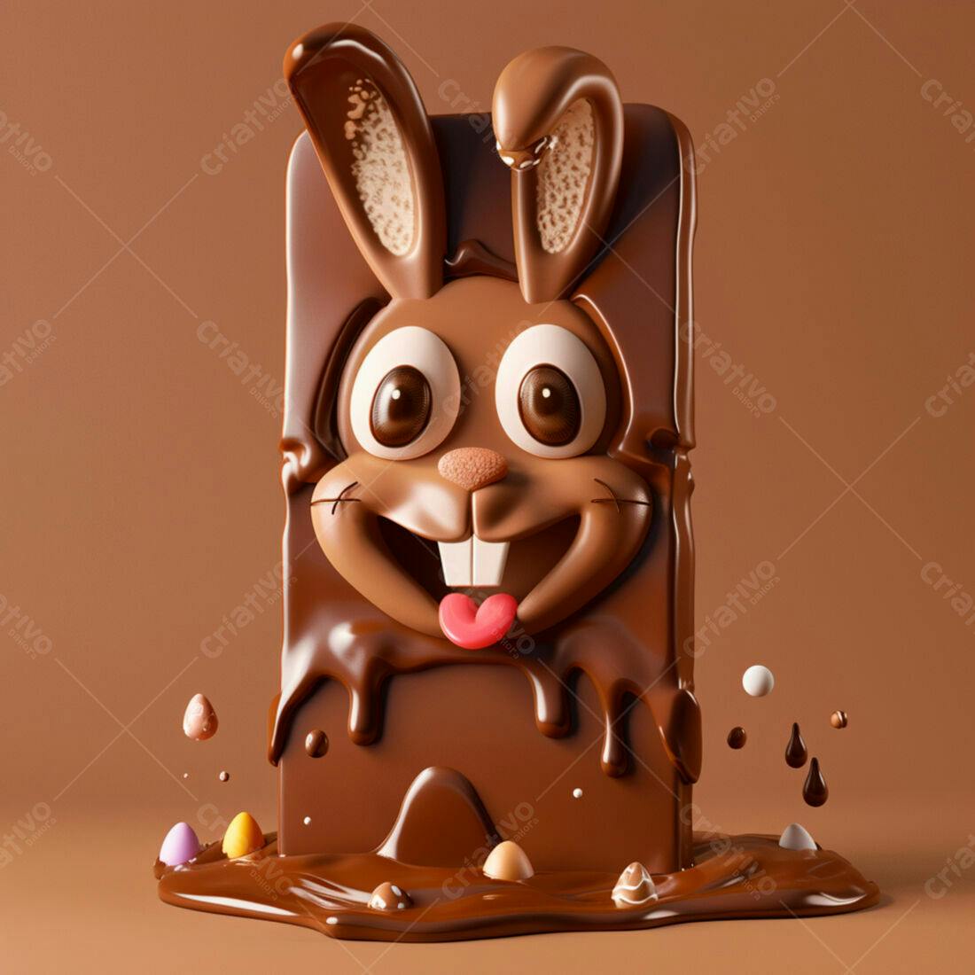 Coelho de chocolate derretido Páscoa