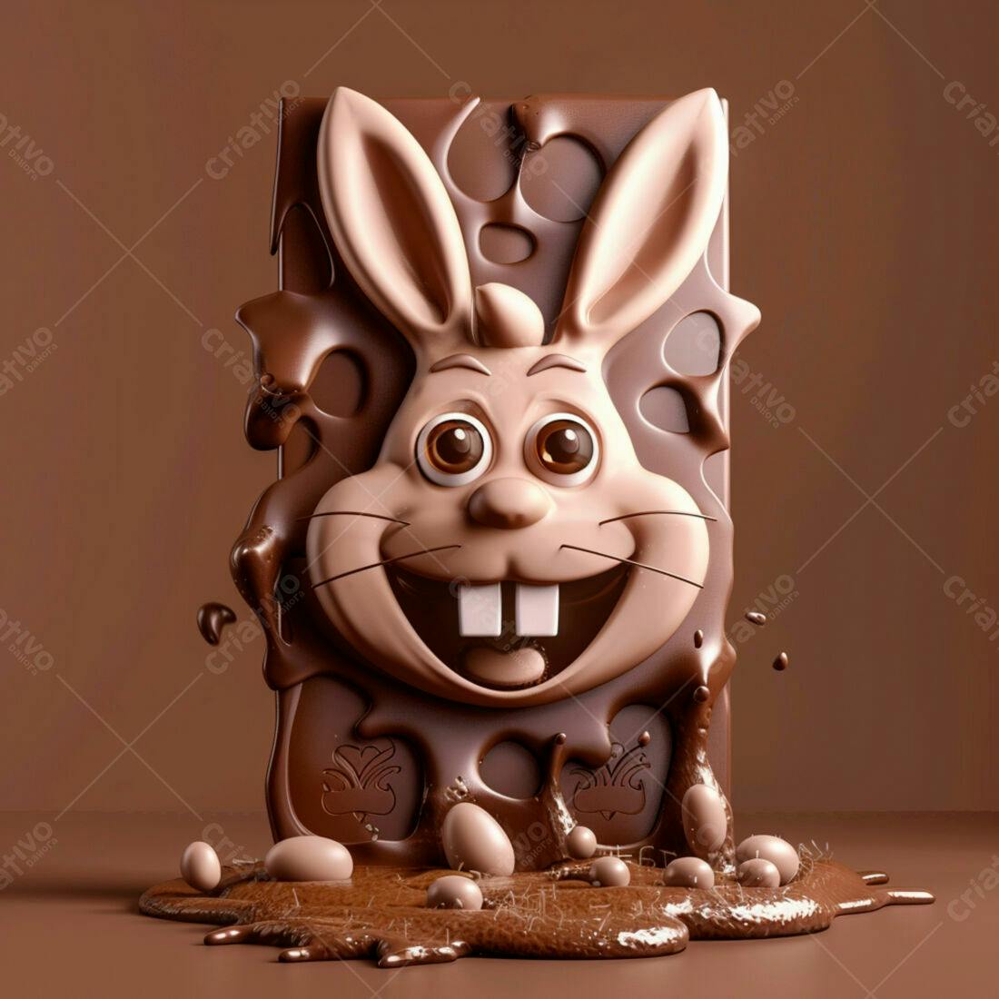 Coelho de chocolate derretido Páscoa