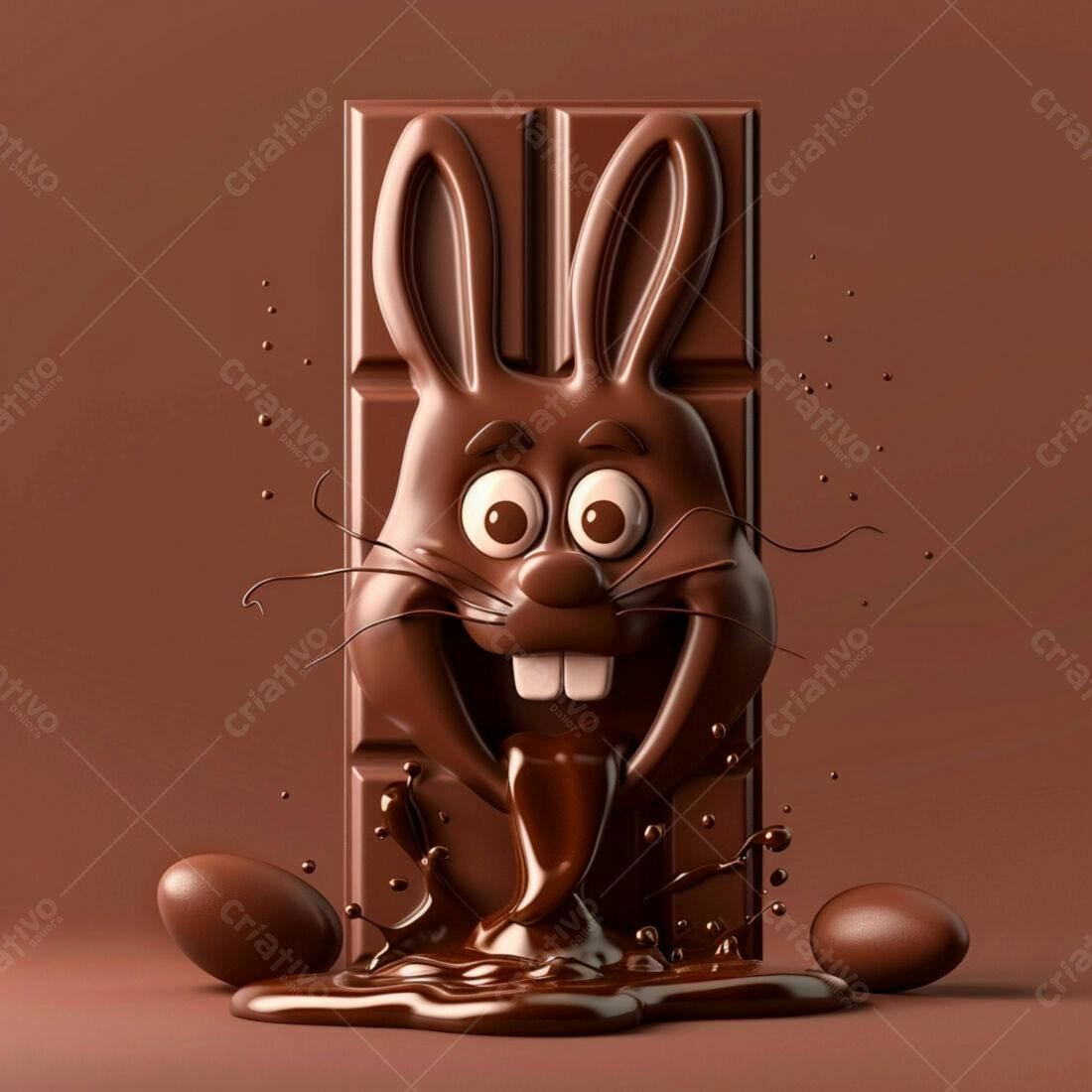 Coelho de chocolate derretido Páscoa