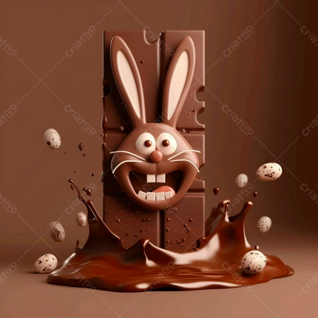 Coelho de Chocolate na Páscoa com Ovos