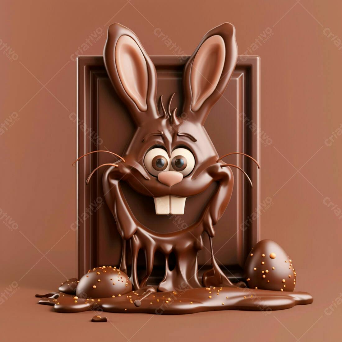 Coelho de chocolate derretido Páscoa