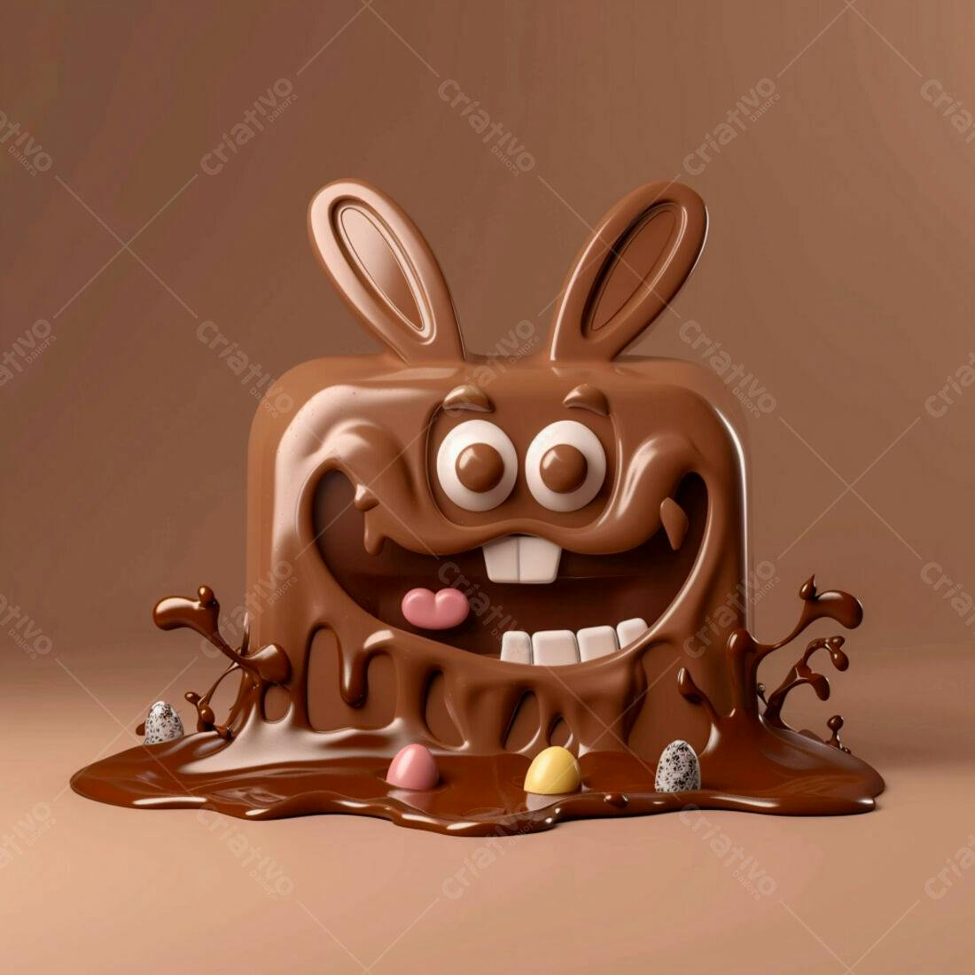 Coelho de chocolate derretido Páscoa