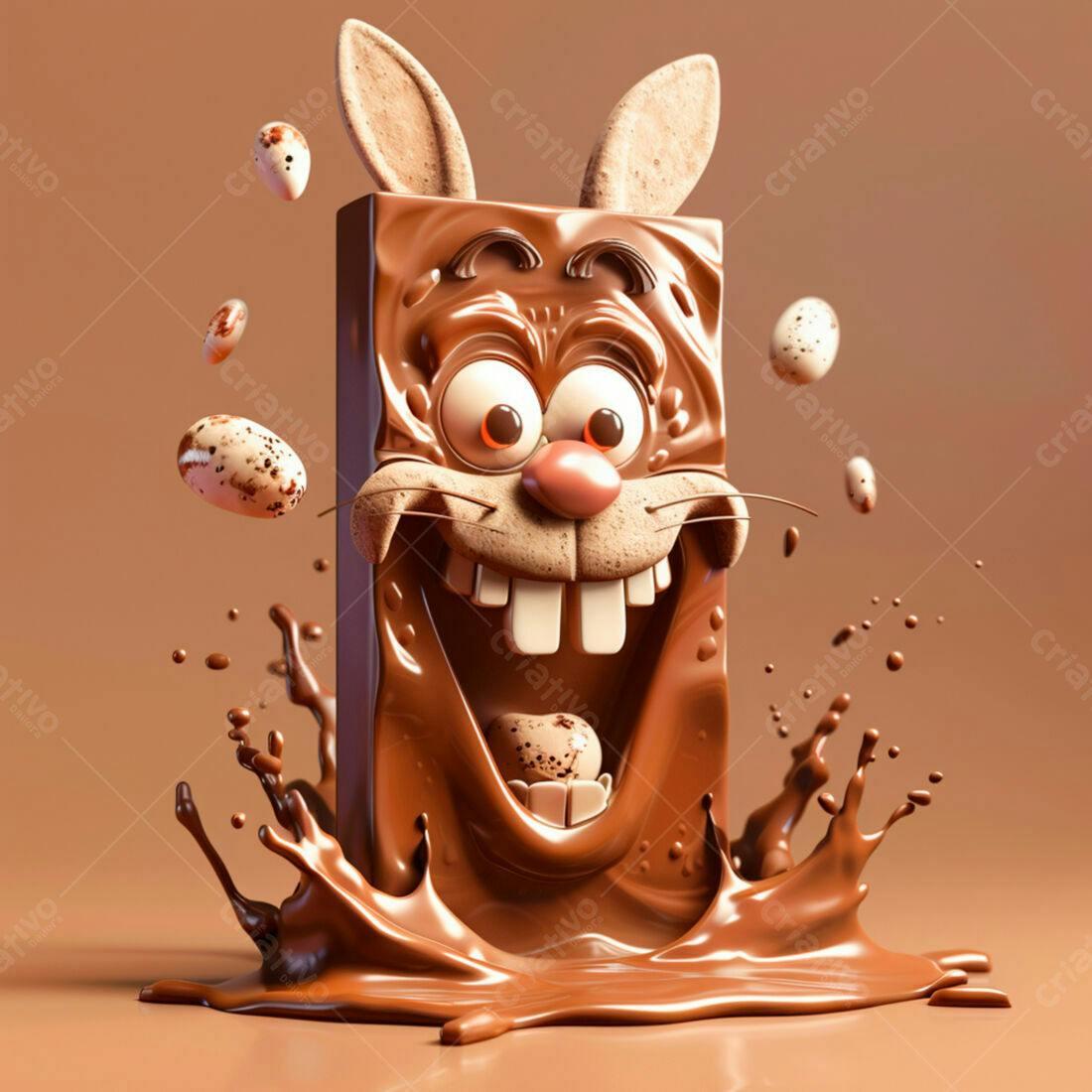 Coelho de chocolate Páscoa feliz