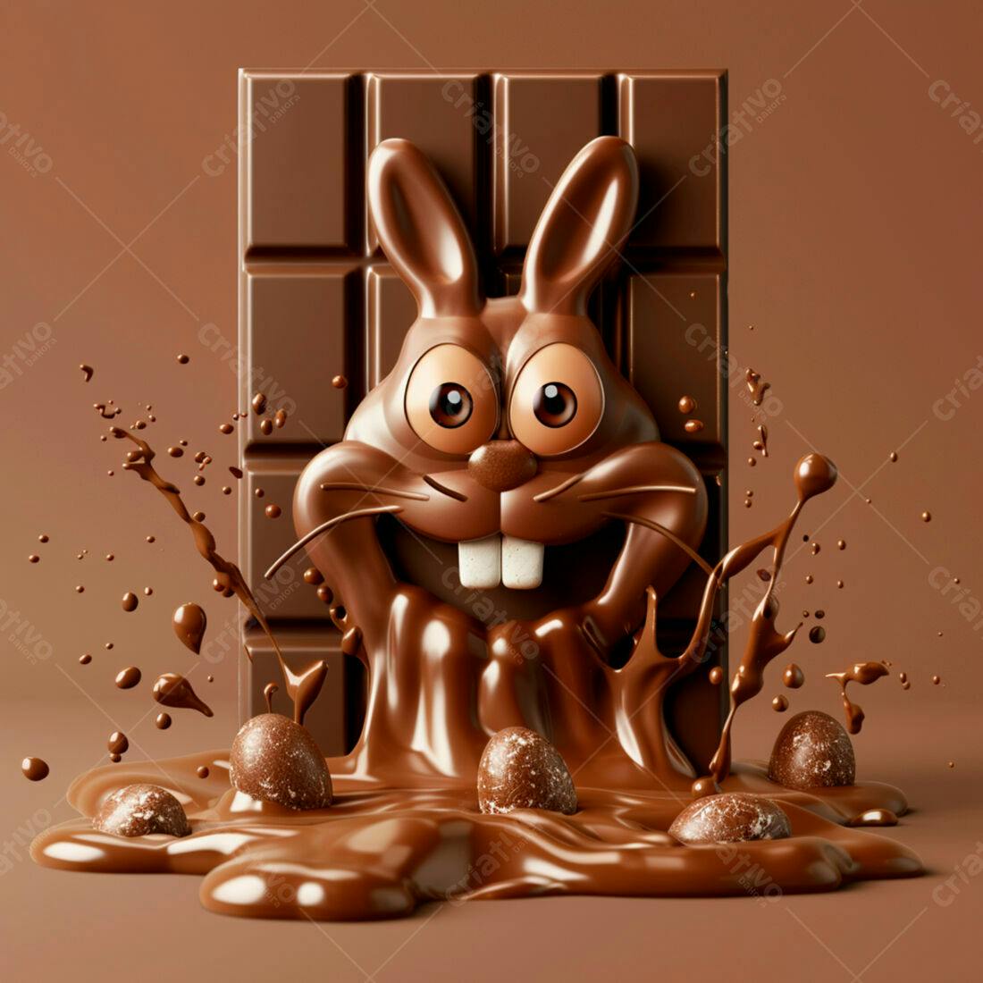 Coelho de chocolate Páscoa derretendo