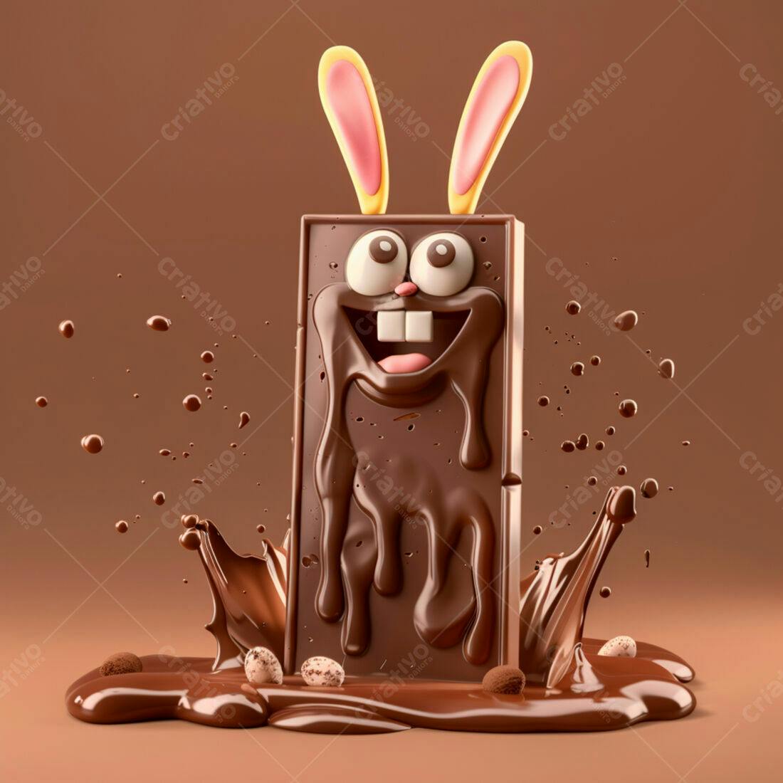 Coelho de chocolate derretido Páscoa