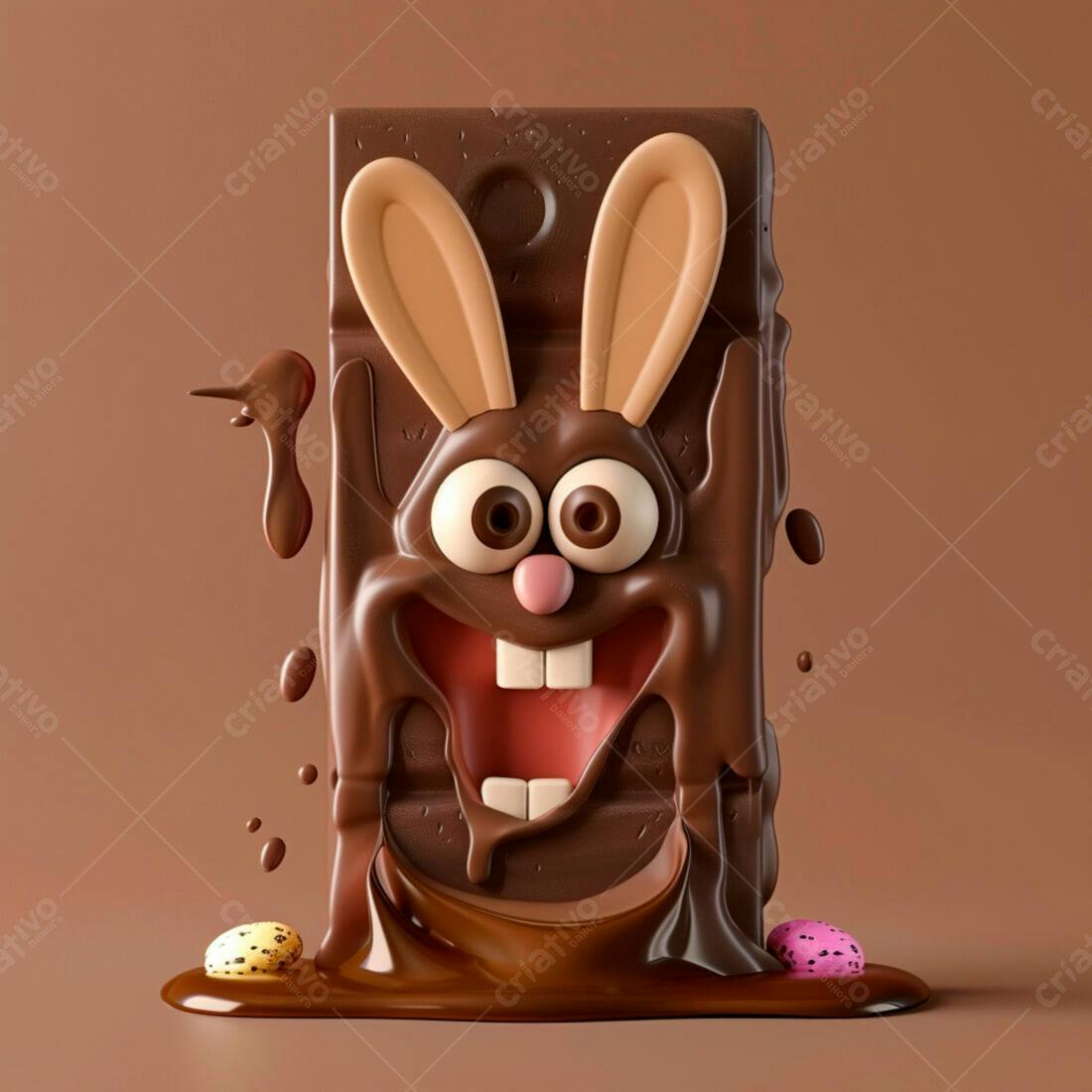 Coelho de chocolate derretido Páscoa