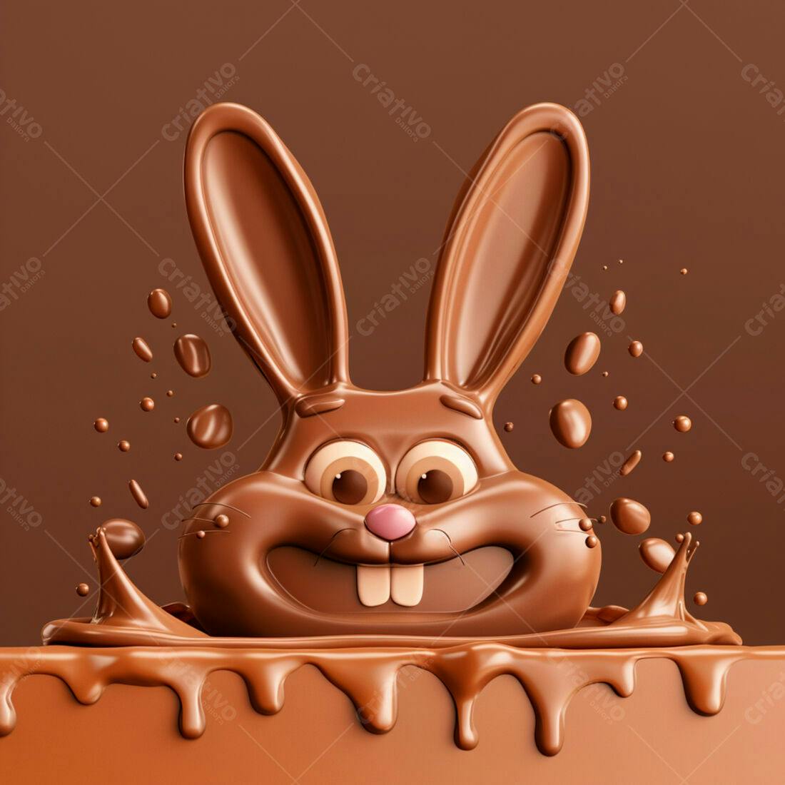 Coelho de chocolate mergulhado em calda