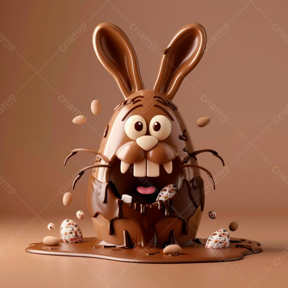Coelho de chocolate derretido Páscoa