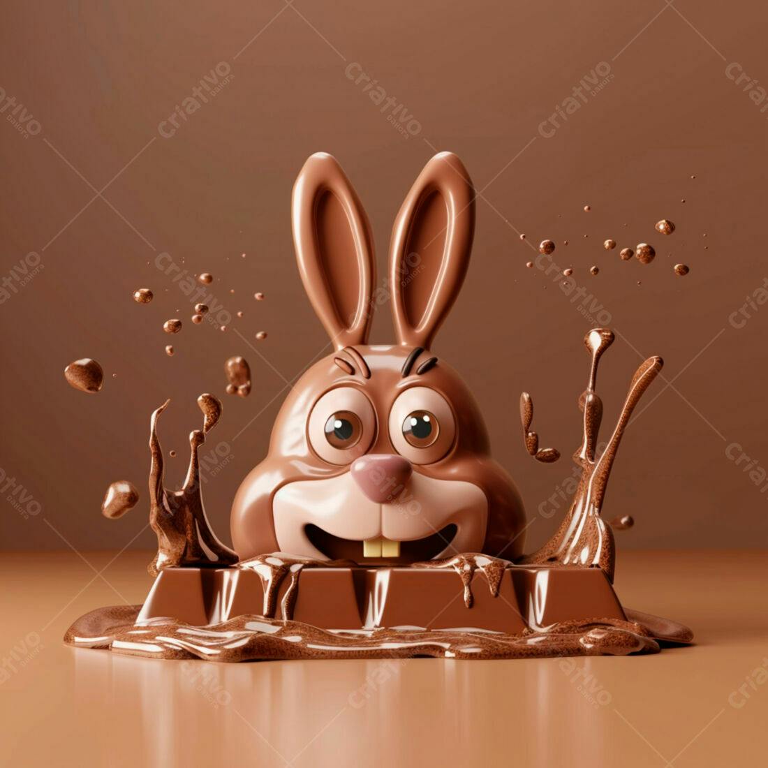 Coelho de Chocolate em Barra Derretida