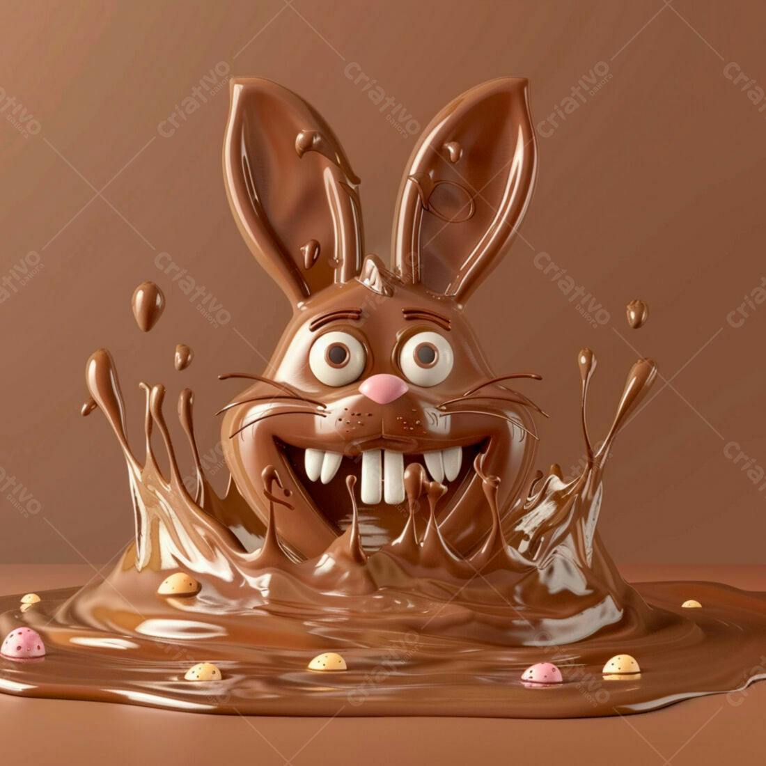Coelho de chocolate em salpicão de Páscoa