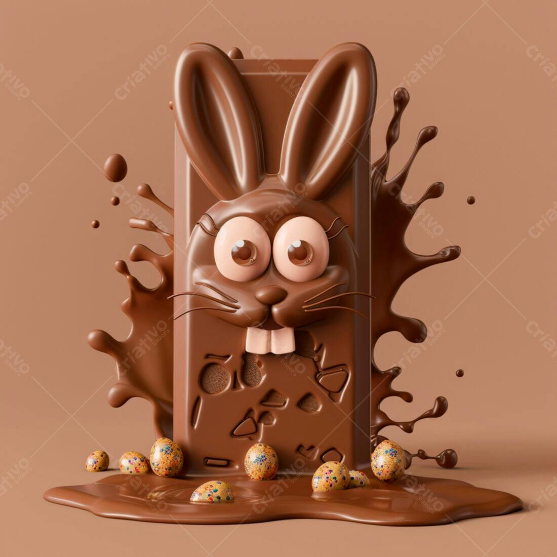 Coelho de chocolate Páscoa derretido