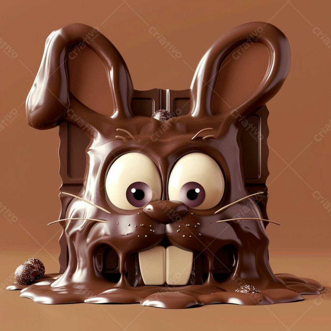 Coelho de chocolate derretido Páscoa