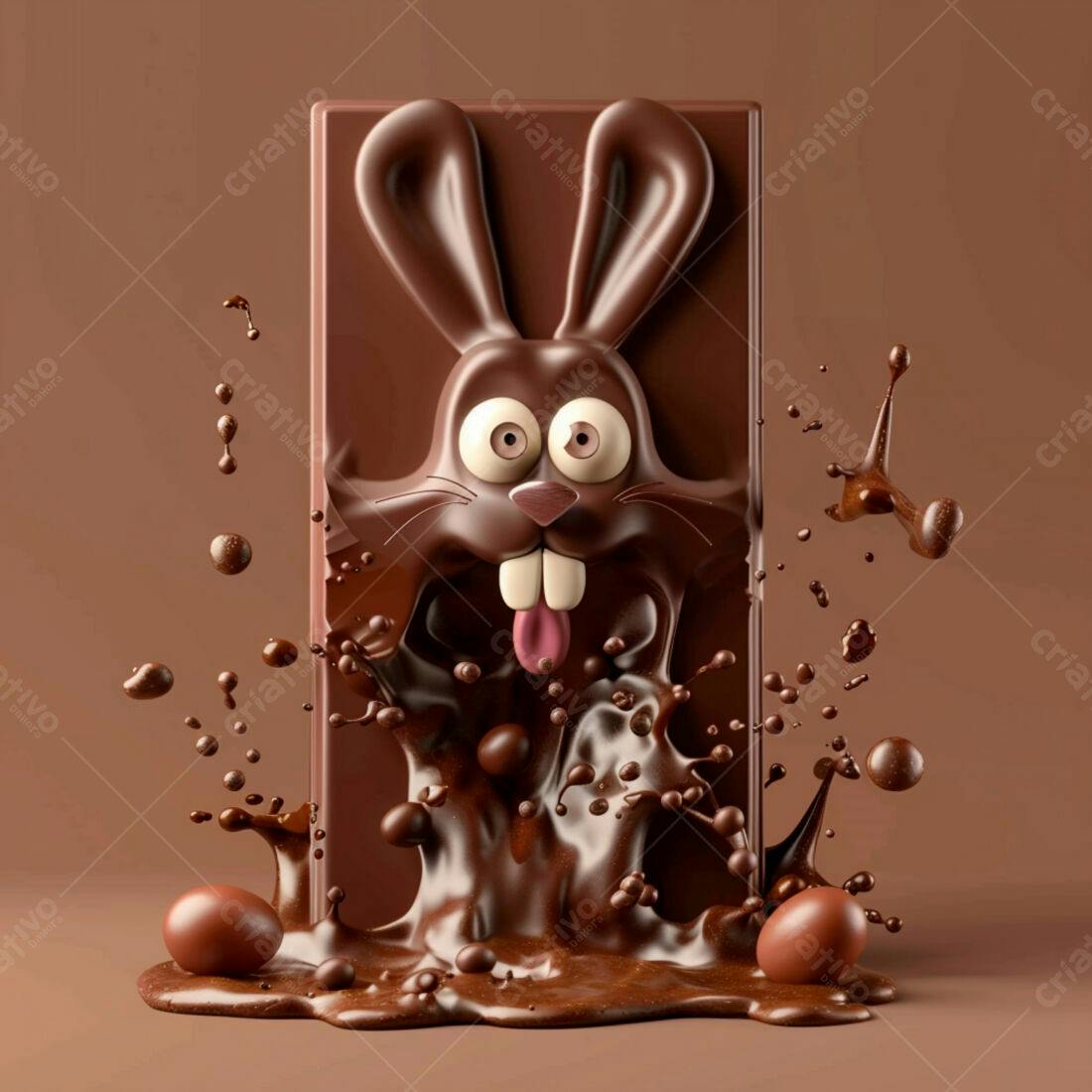 Coelho de chocolate derretido Páscoa