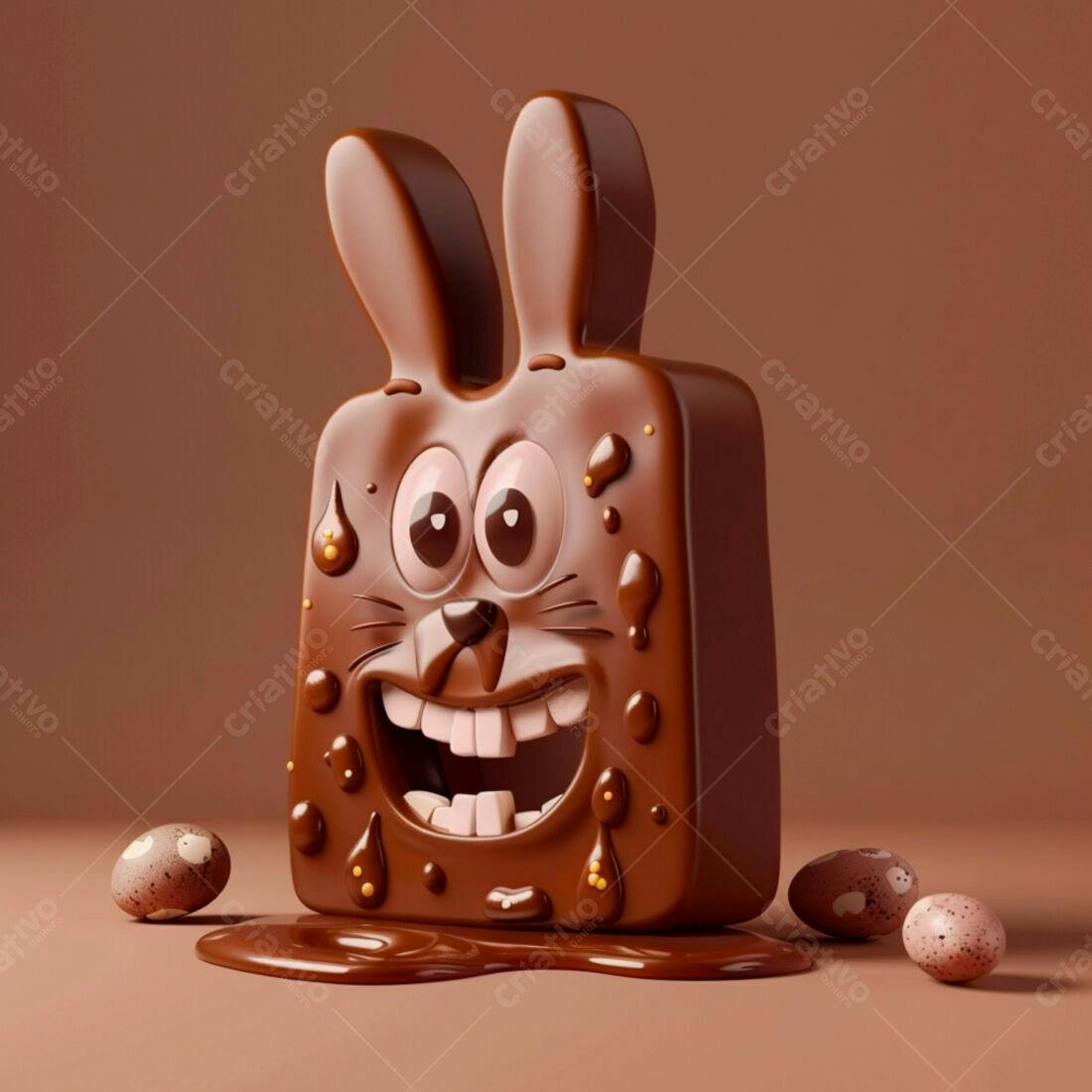 Coelho de chocolate derretido Páscoa