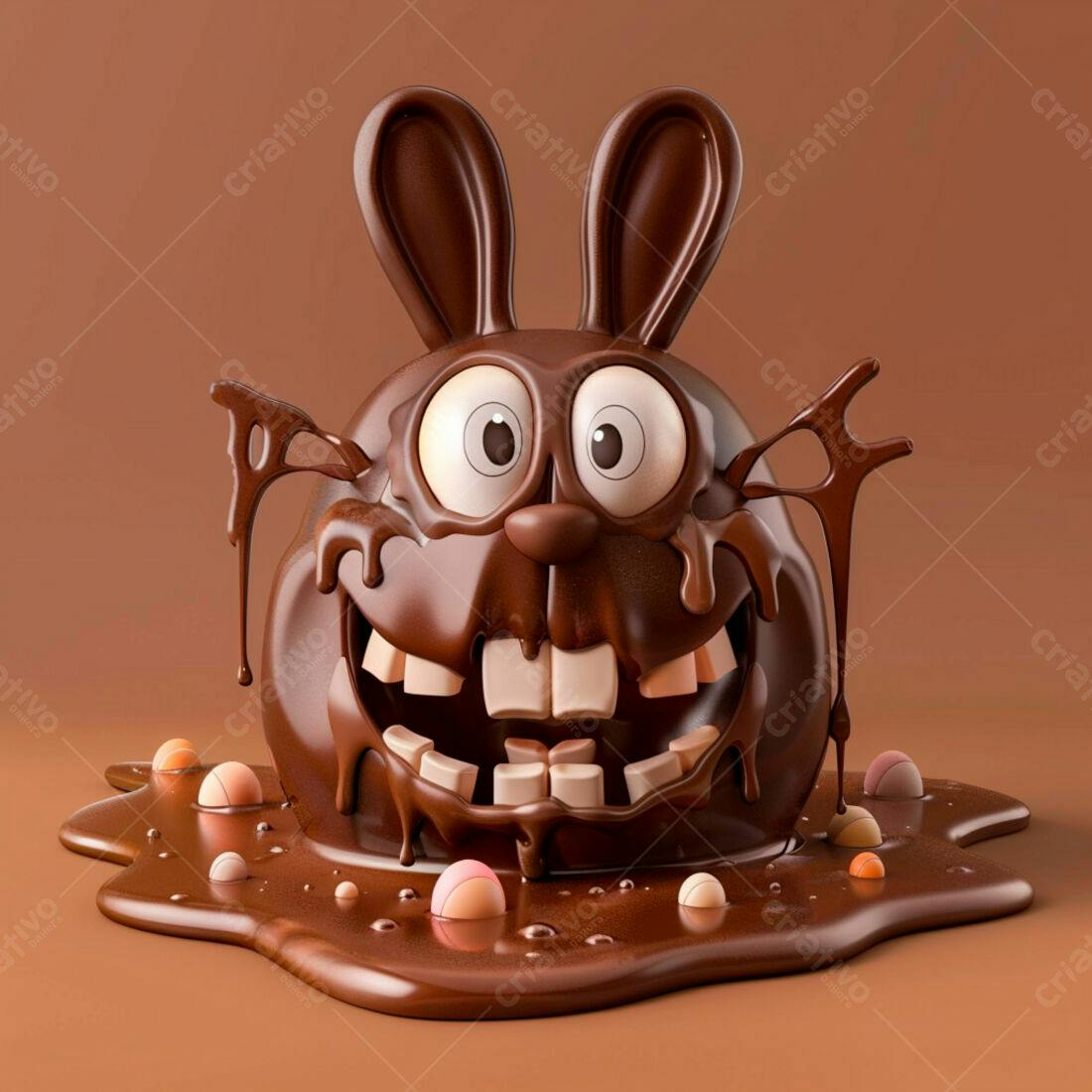 Coelho de chocolate derretido e divertido