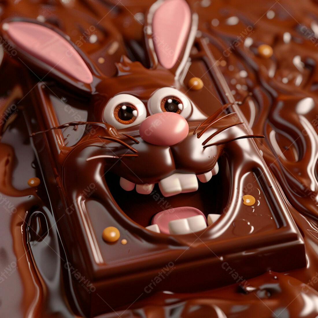 Coelho de chocolate derretido Páscoa