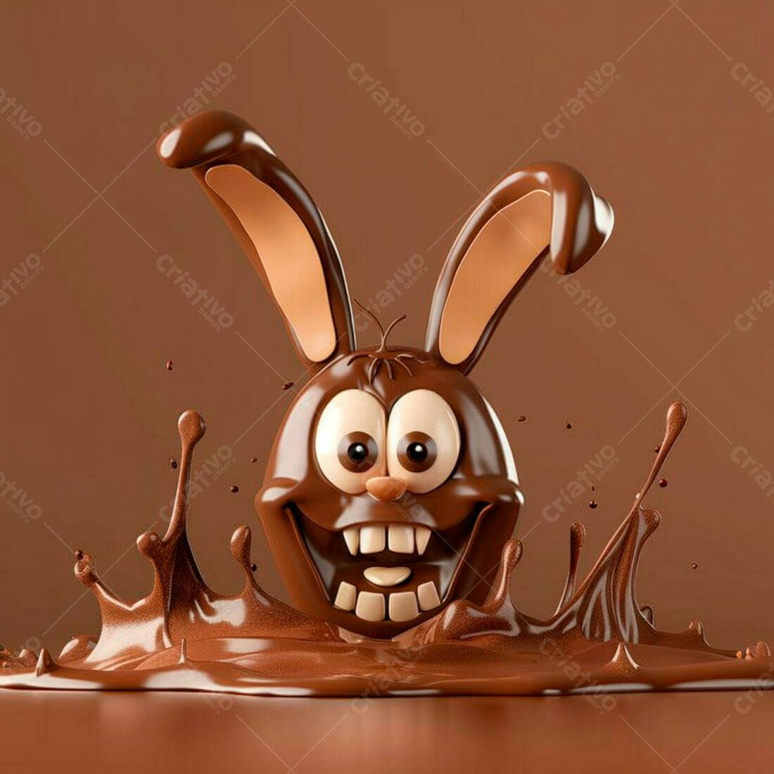 Coelho de chocolate na Páscoa em calda