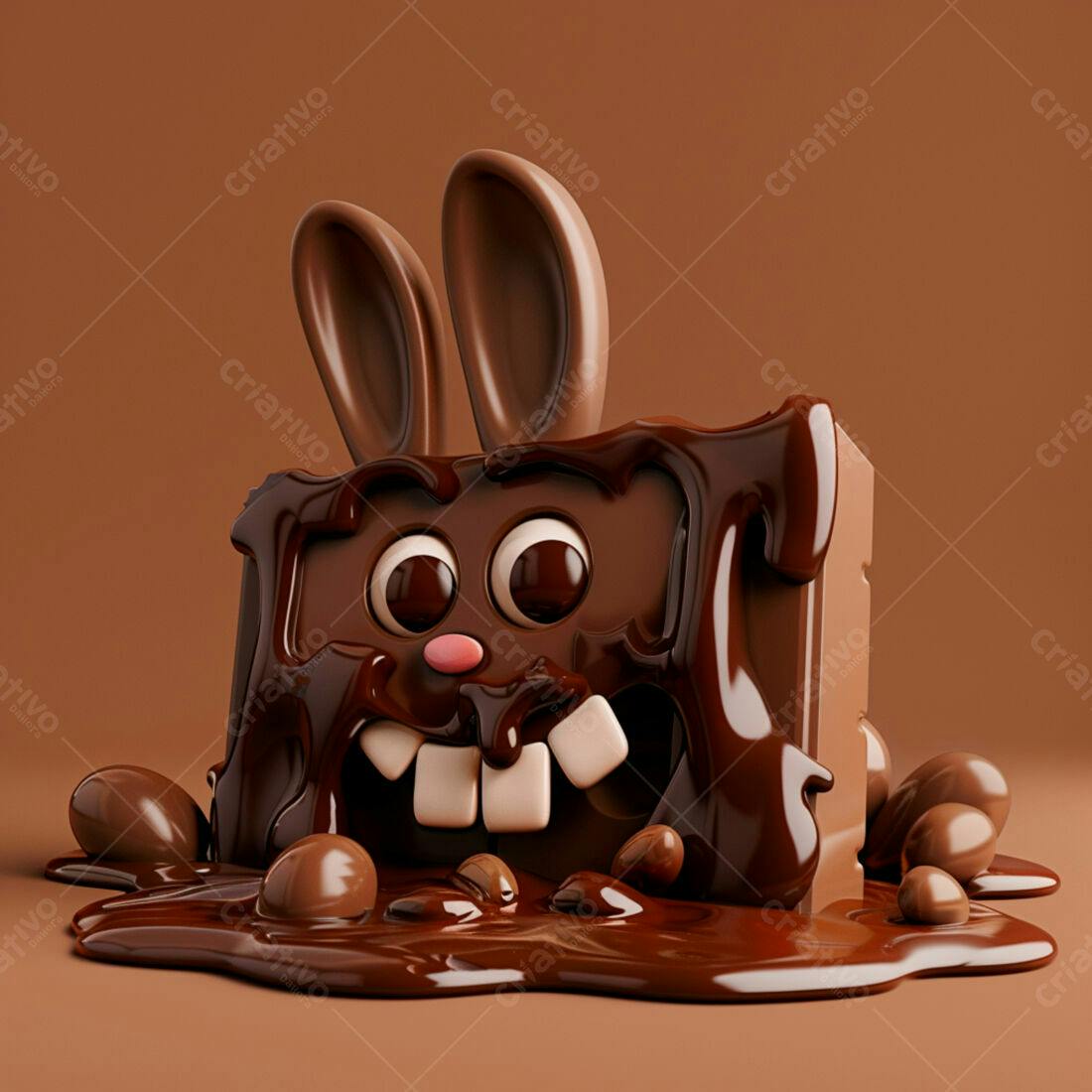 Coelho de chocolate derretido Páscoa