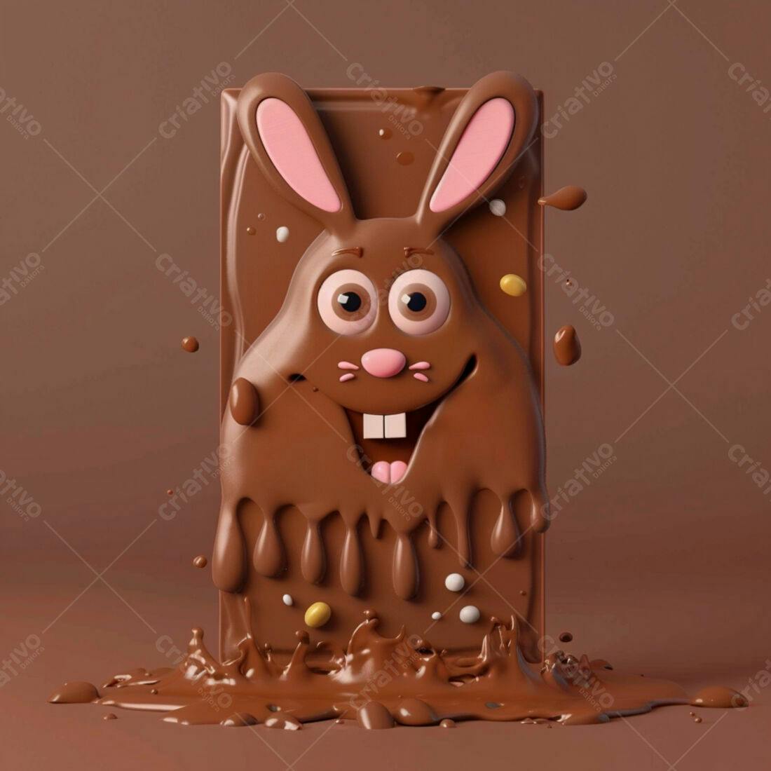 Coelho de chocolate derretido Páscoa