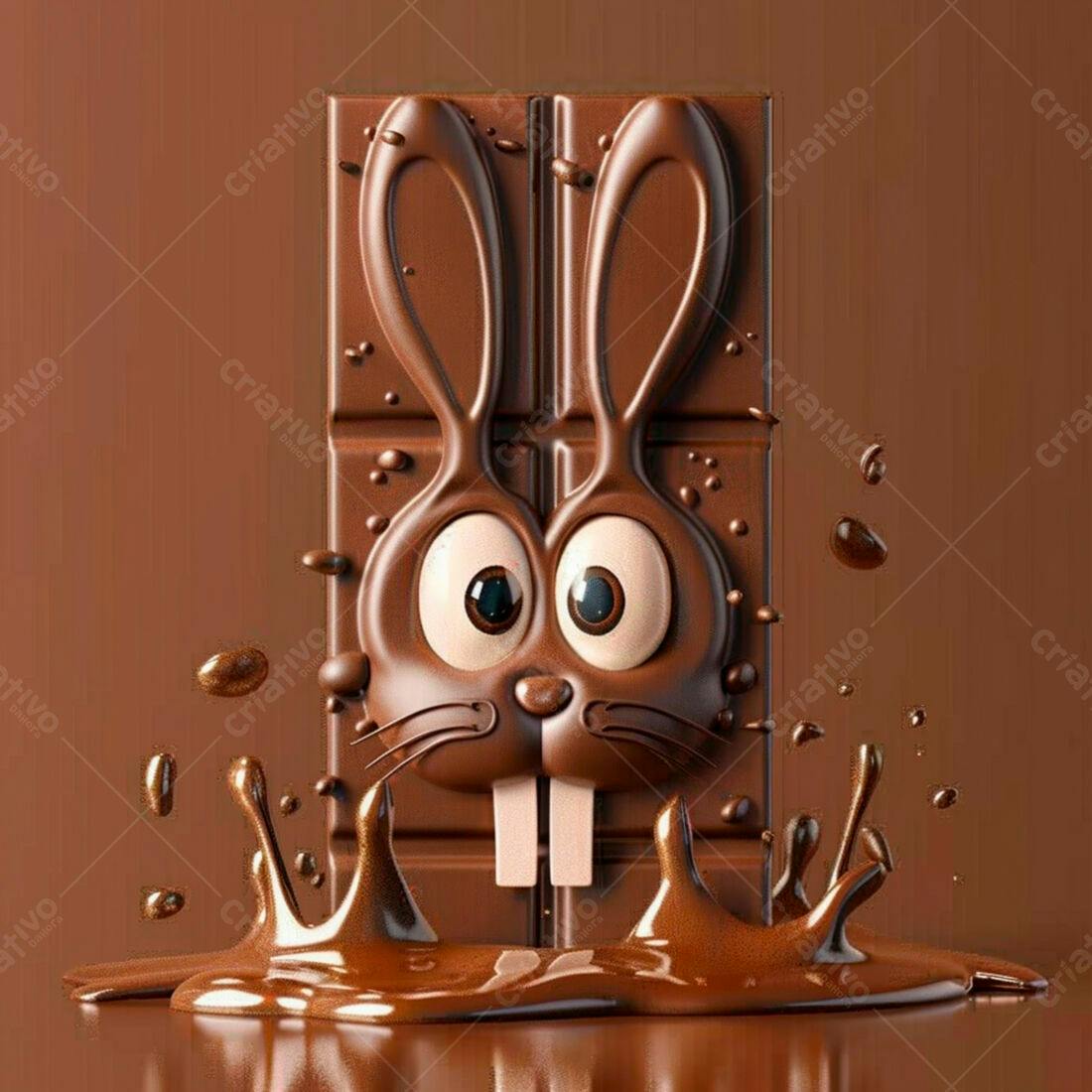 Coelho de chocolate derretido Páscoa