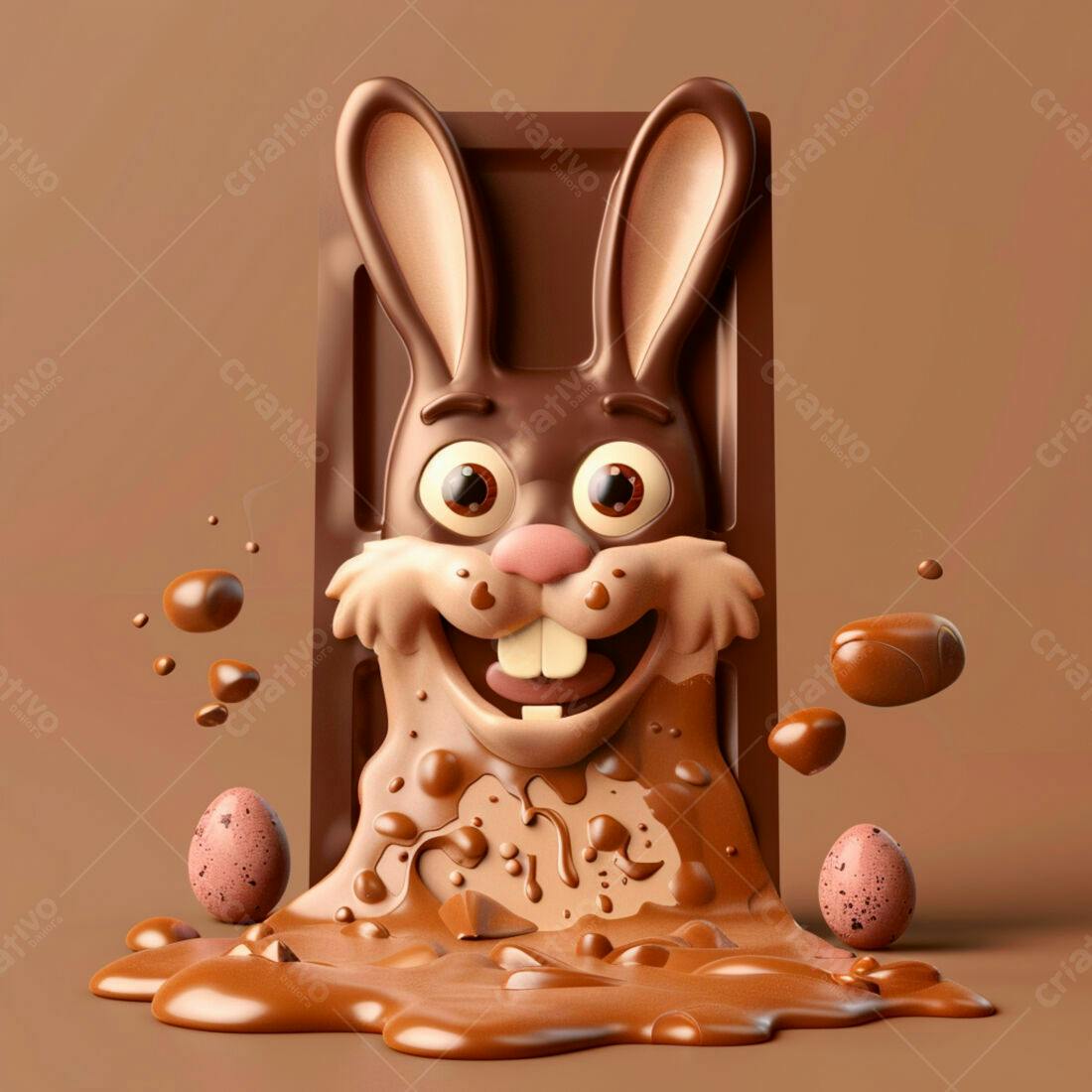 Coelho de chocolate derretido Páscoa