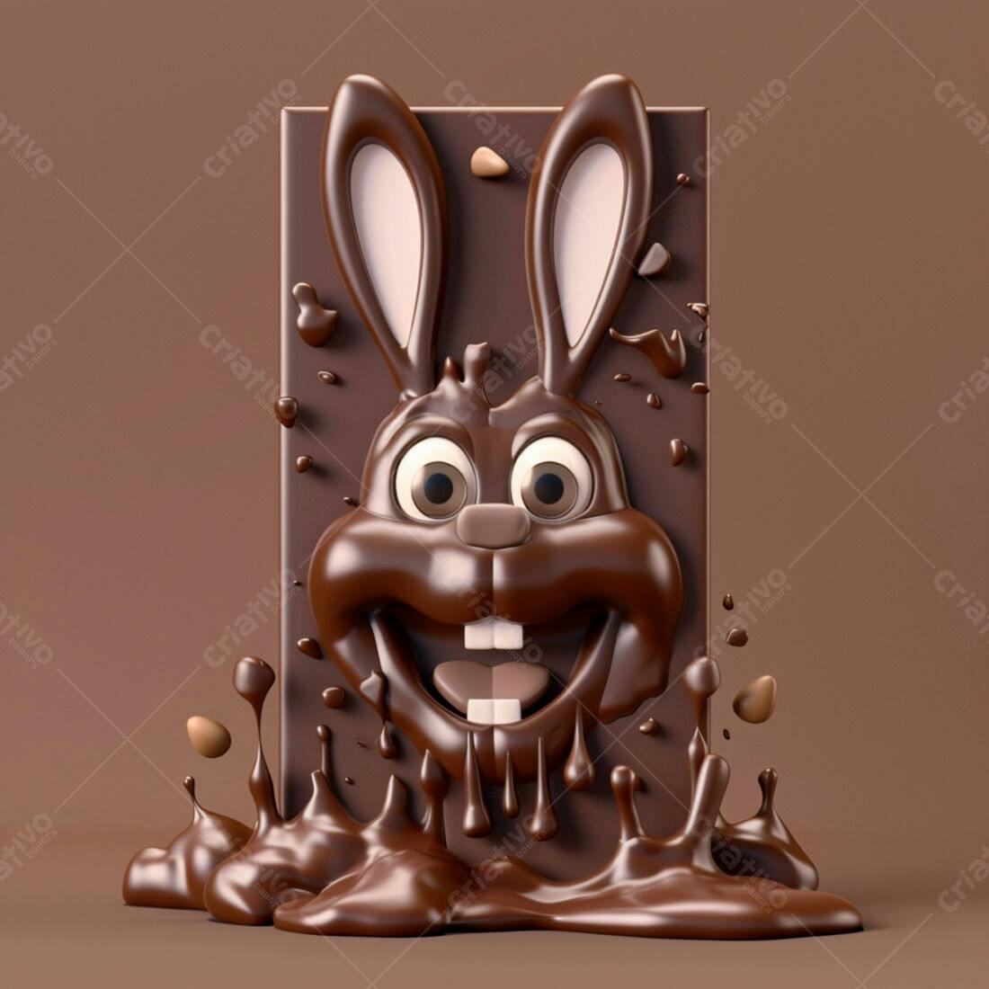 Coelho de chocolate derretido Páscoa