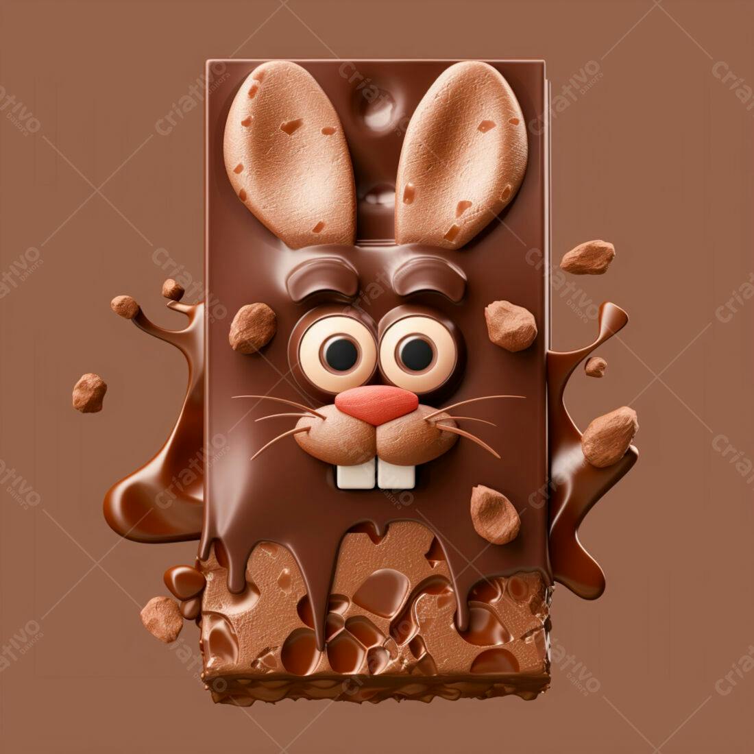 Coelho de chocolate derretido para Páscoa