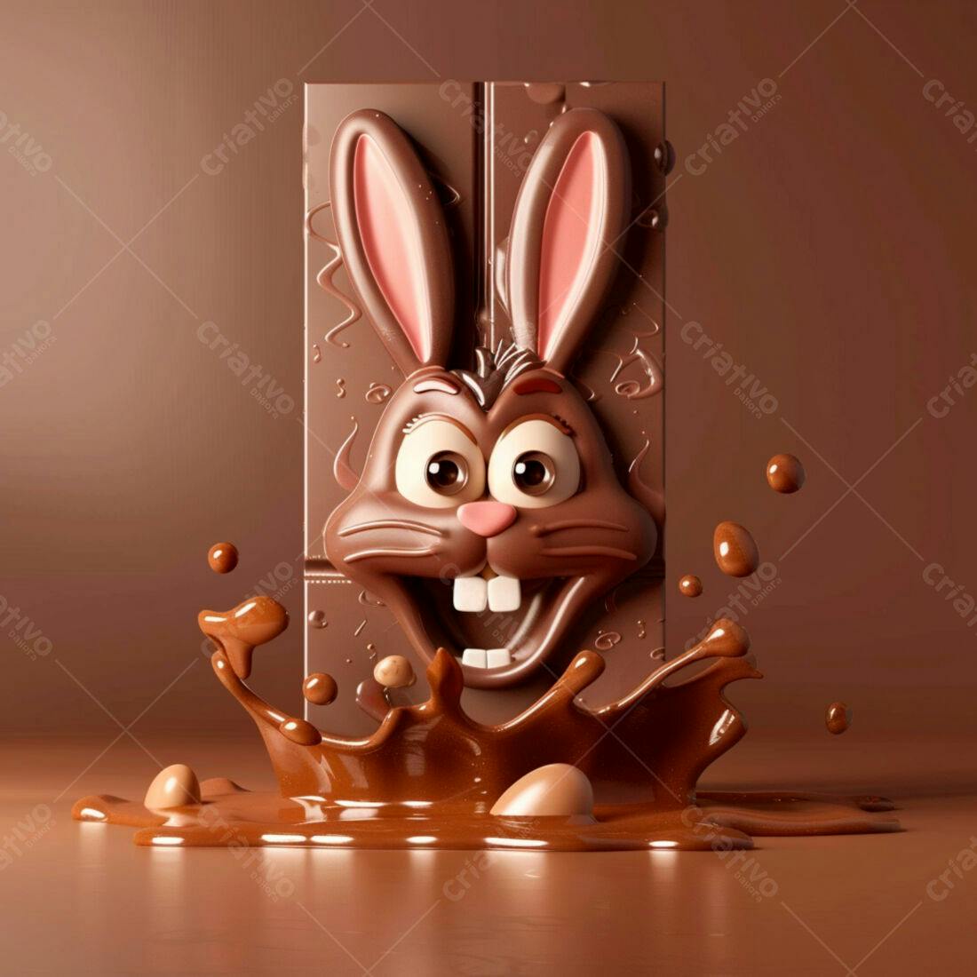 Coelho de chocolate derretido Páscoa
