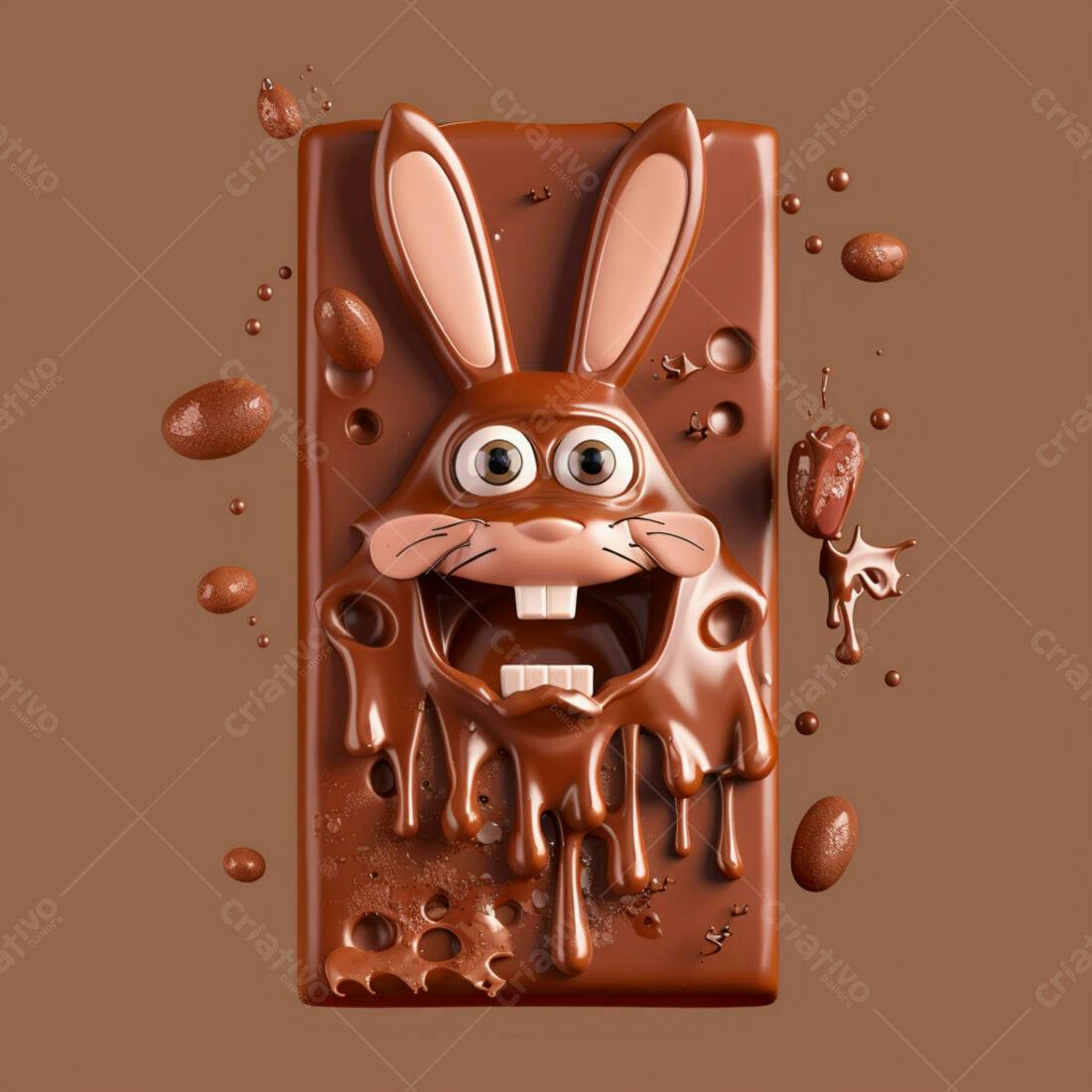 Coelho de chocolate derretido Páscoa