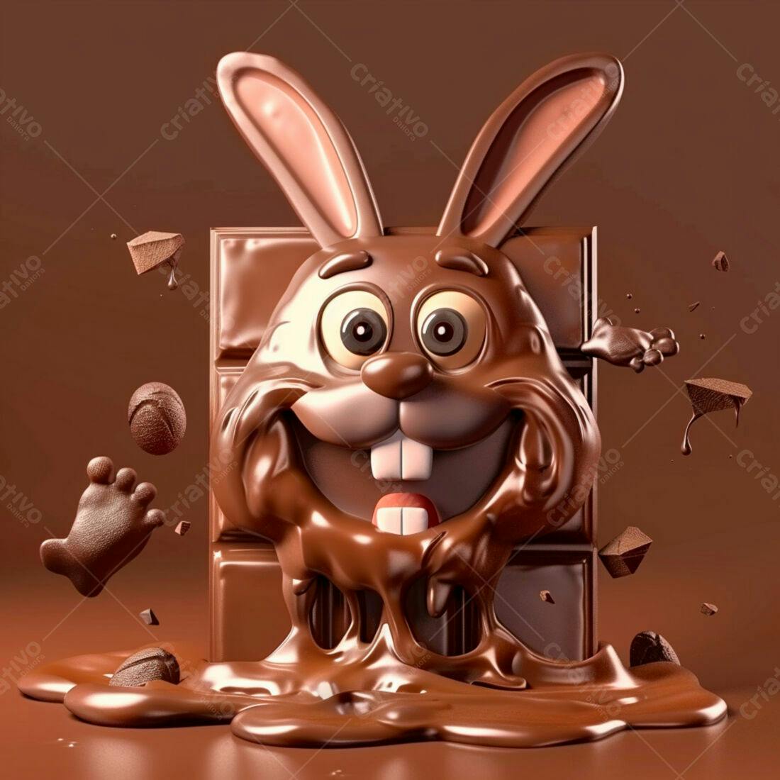 Coelho de chocolate derretido Páscoa