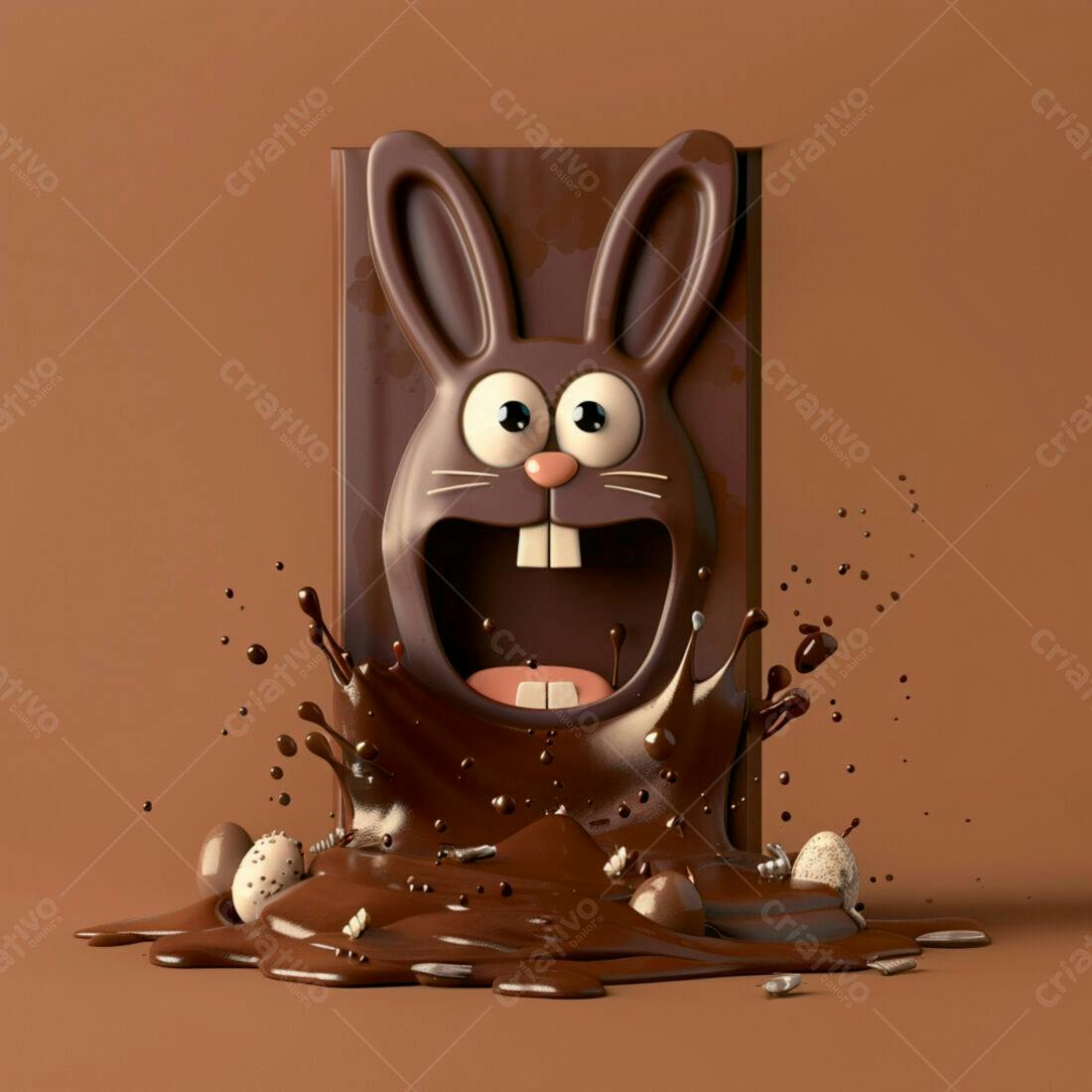 Coelho de chocolate derretido Páscoa