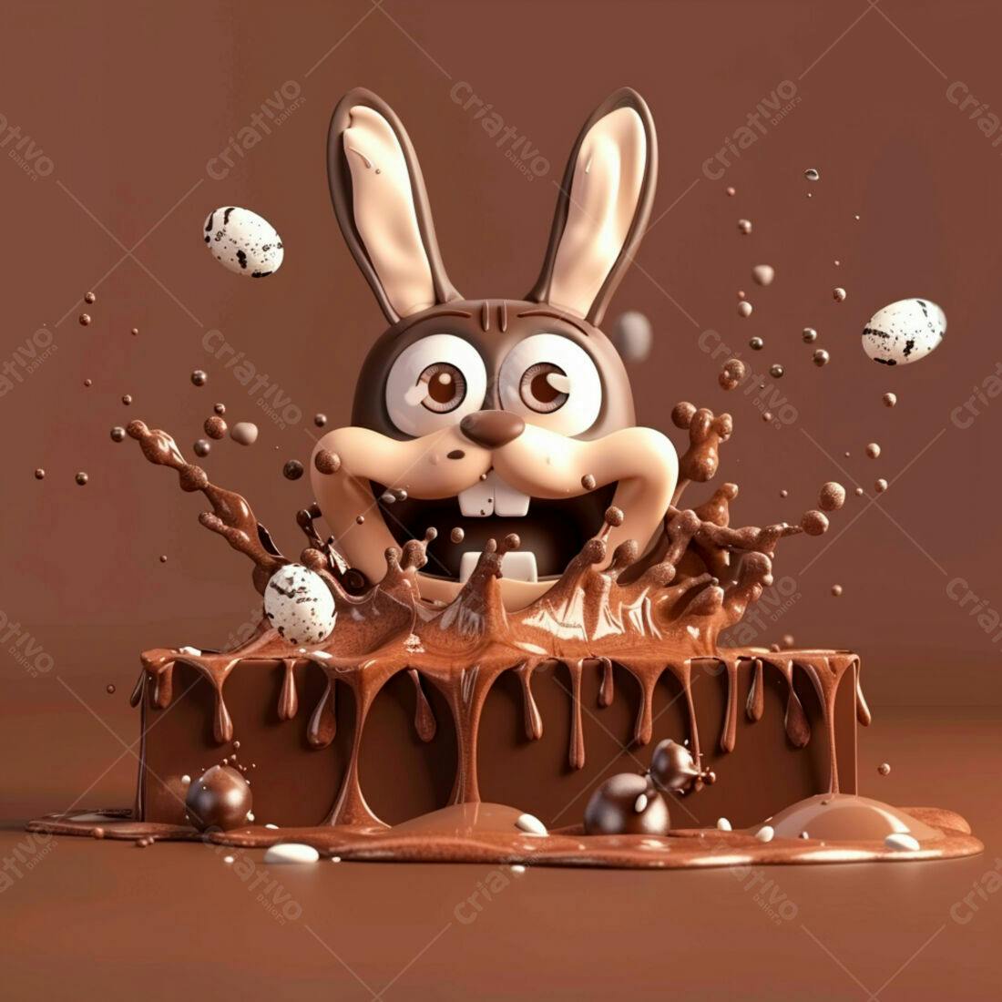 Coelho de chocolate em calda Páscoa