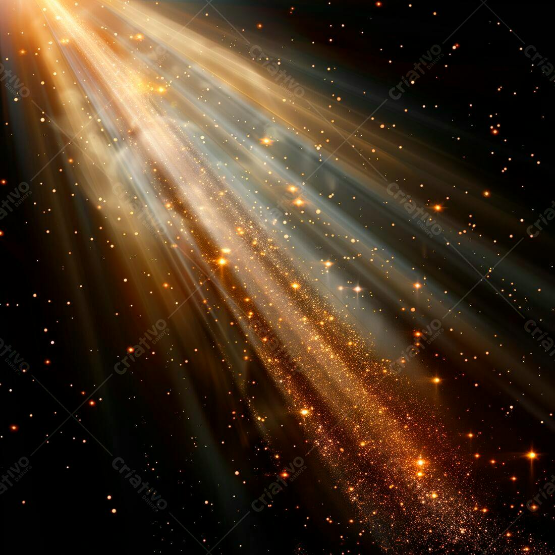 Raios de Luz Dourados com Brilhos