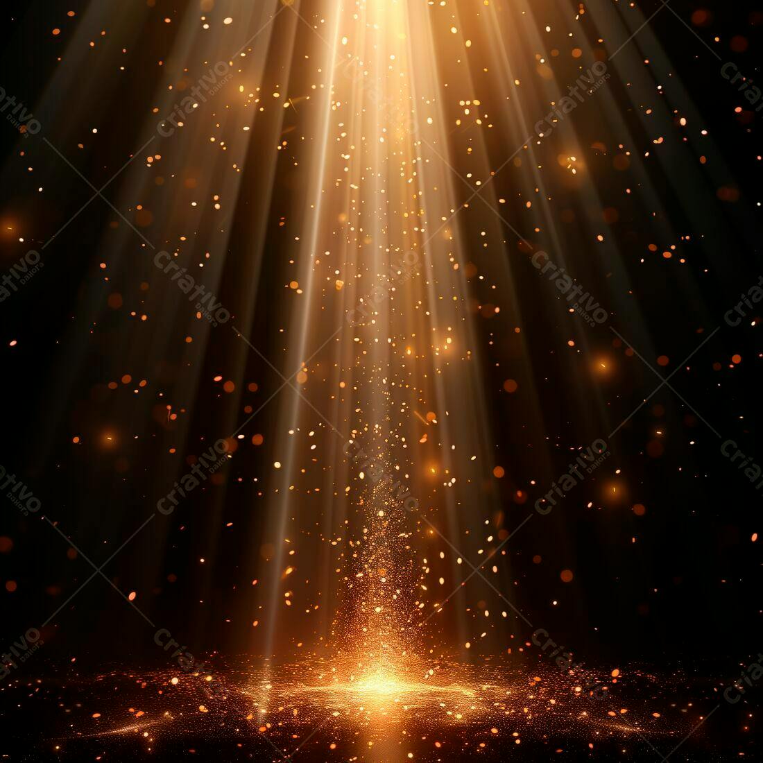 Luz dourada e partículas brilhantes